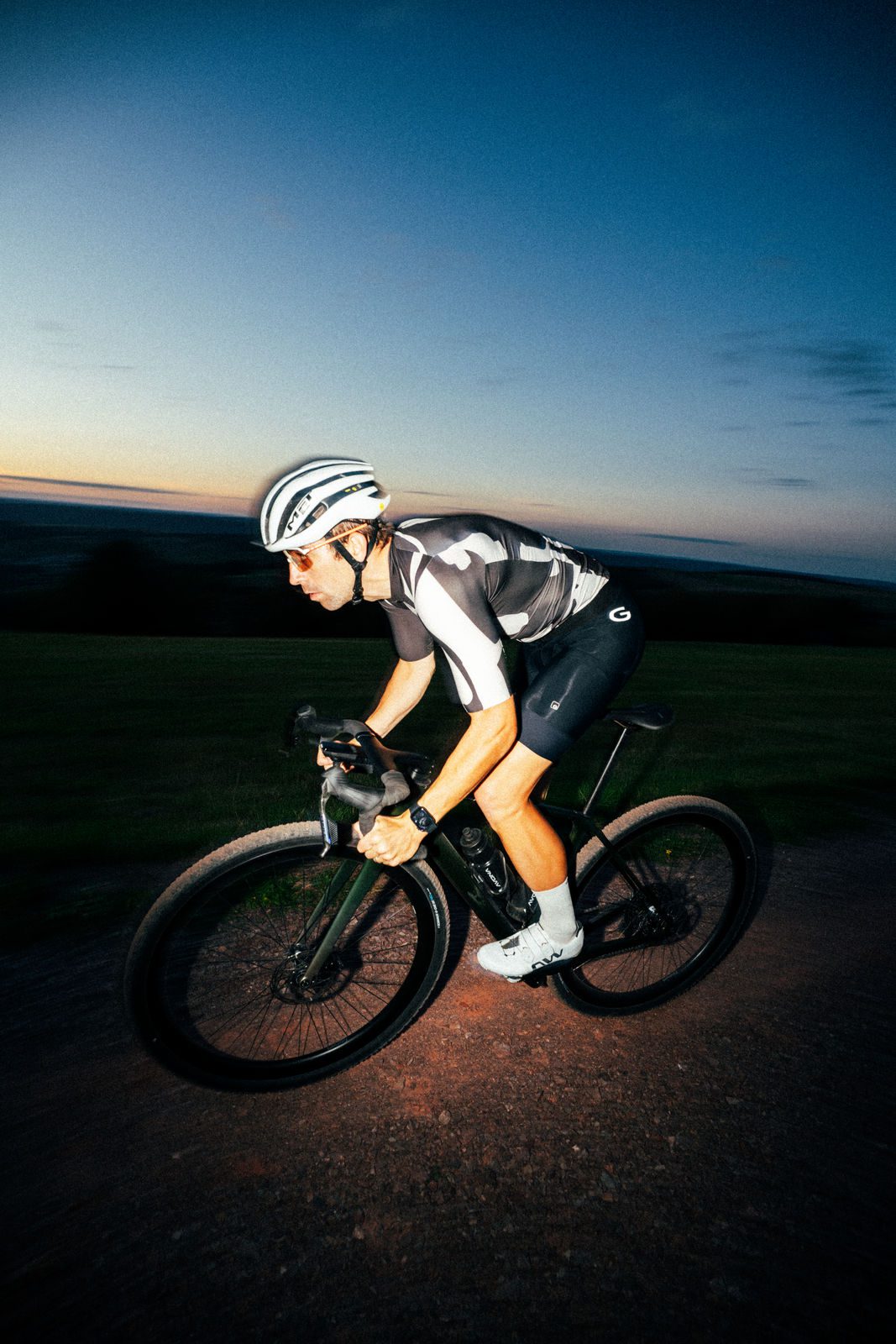 Rider on the Callis 32 at dusk